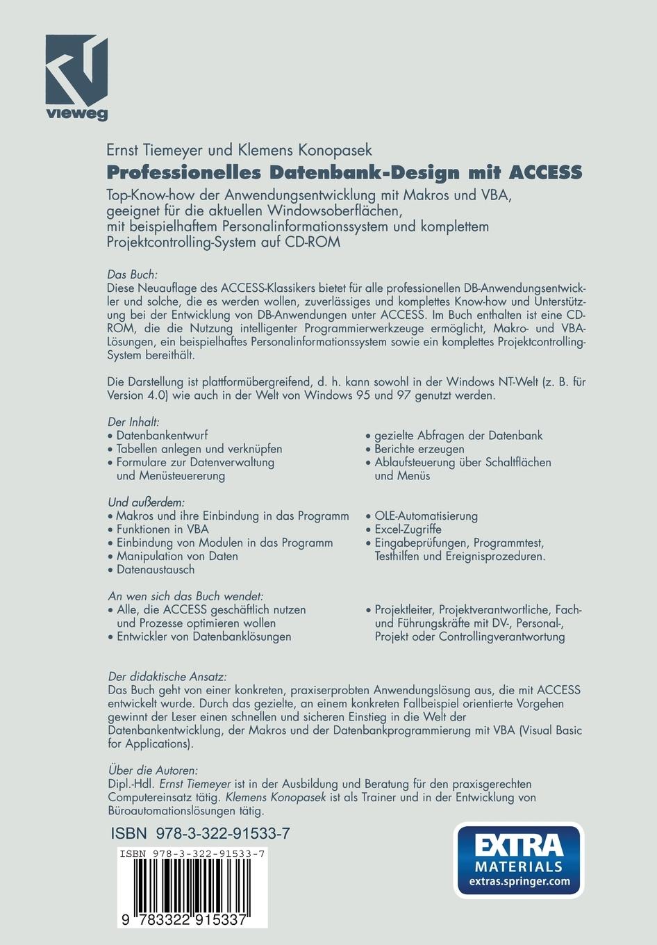 Rückseitencover Professionelles Datenbank-Design mit ACCESS