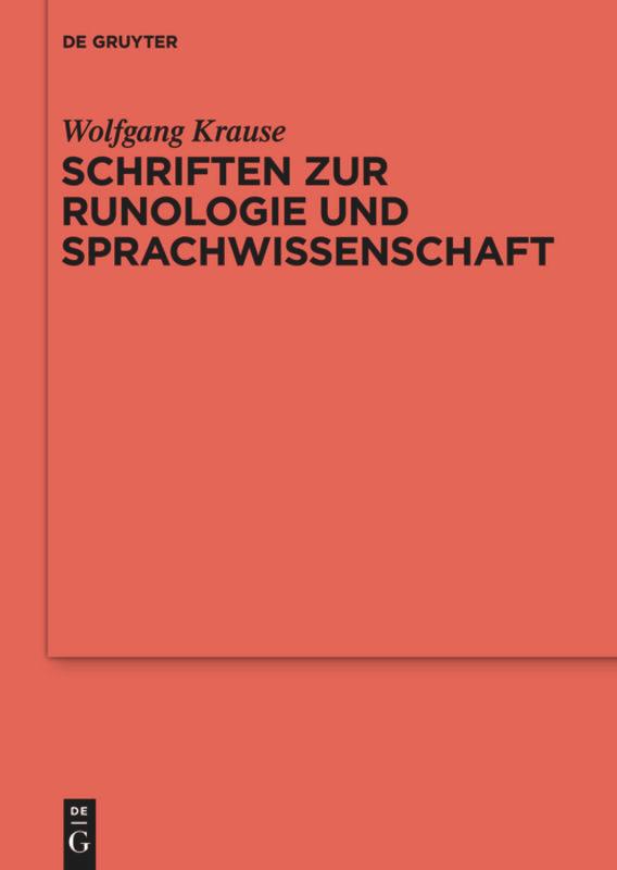 Vorderes Coverbild Schriften zur Runologie und Sprachwissenschaft
