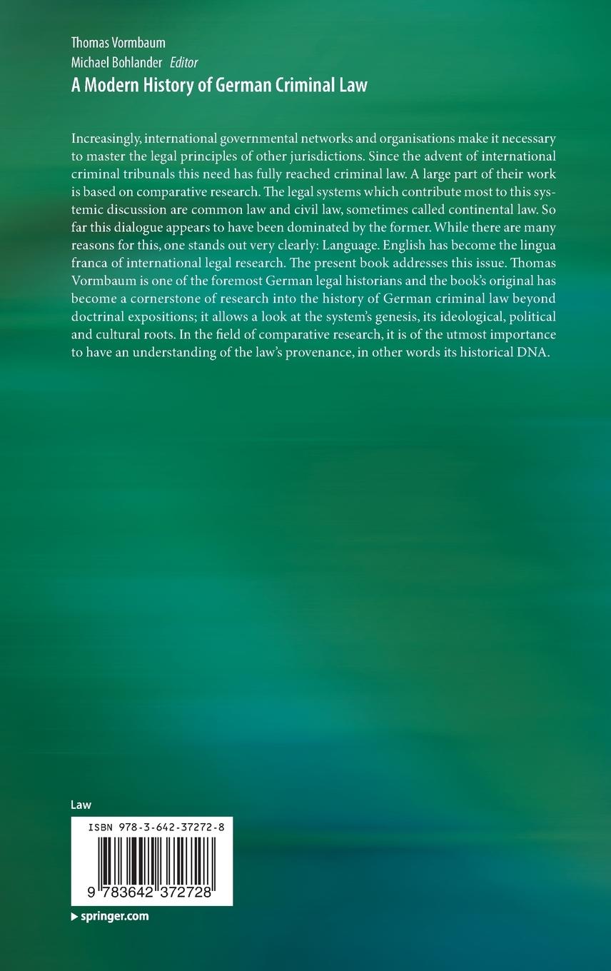 Rückseitencover A Modern History of German Criminal Law