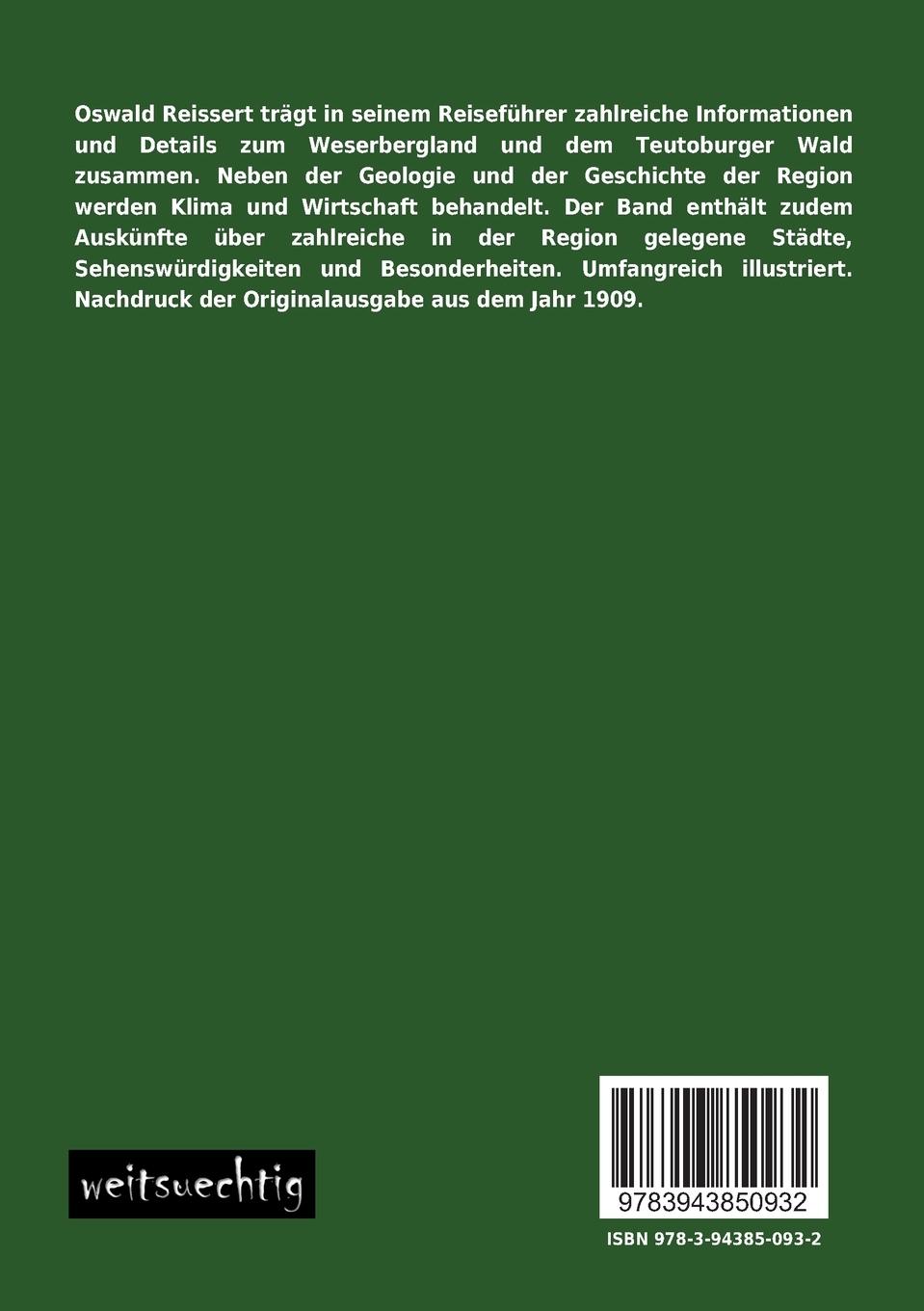 Rückseitencover Das Weserbergland und der Teutoburger Wald