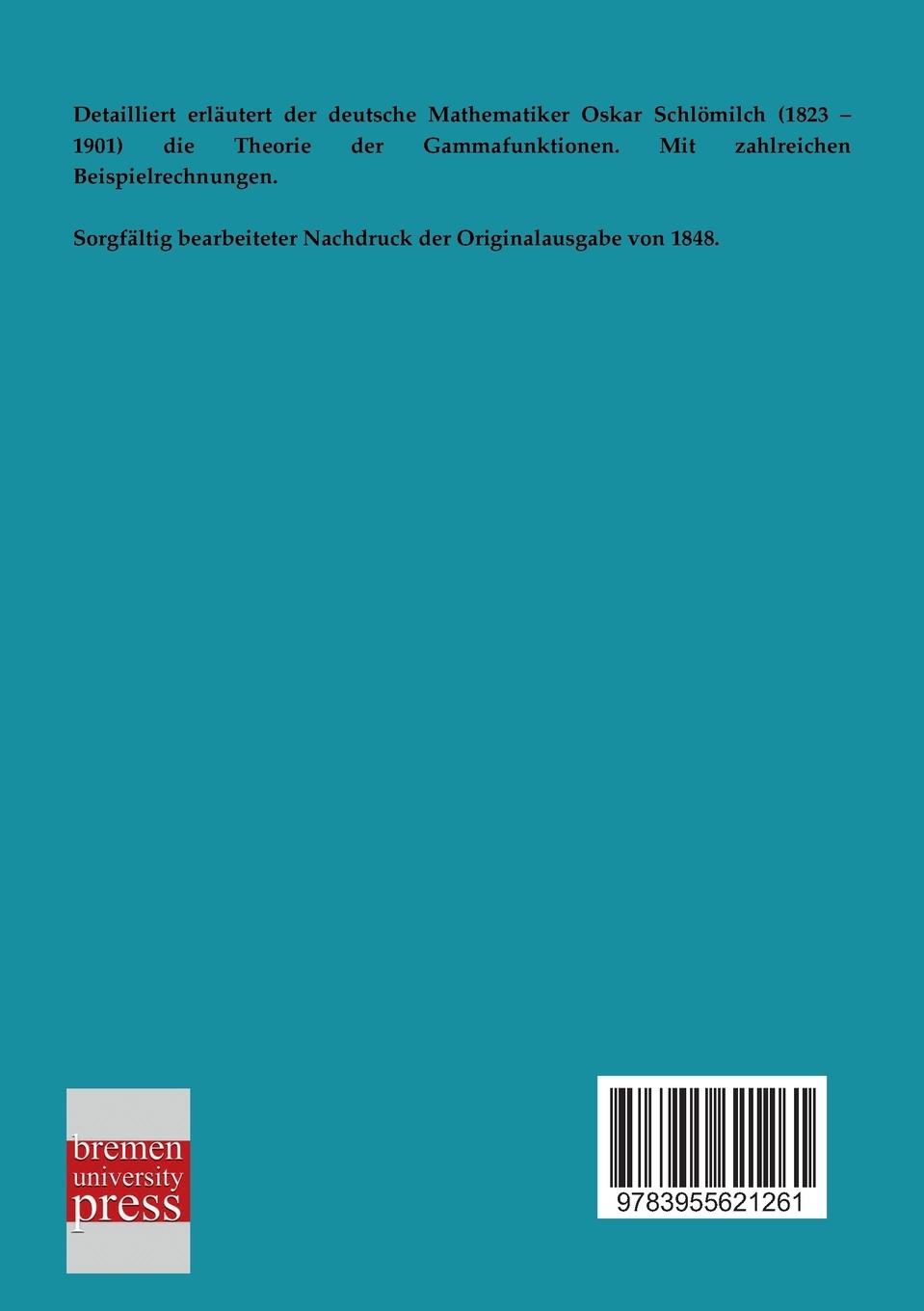 Rückseitencover Analytische Studien: Theorie der Gammafunktionen