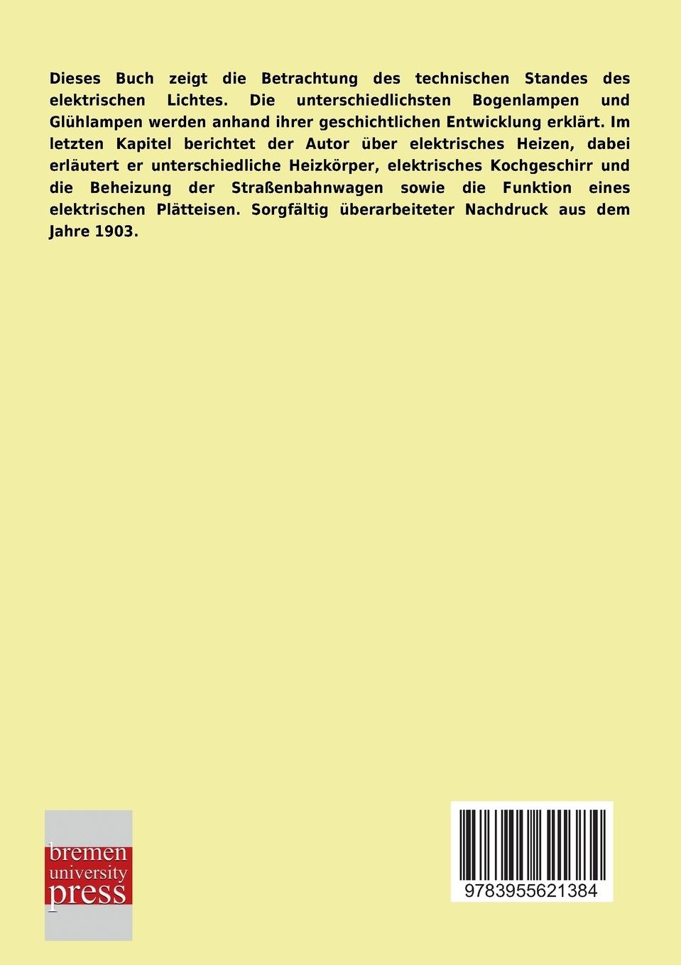 Rückseitencover Das elektrische Licht und die elektrische Heizung