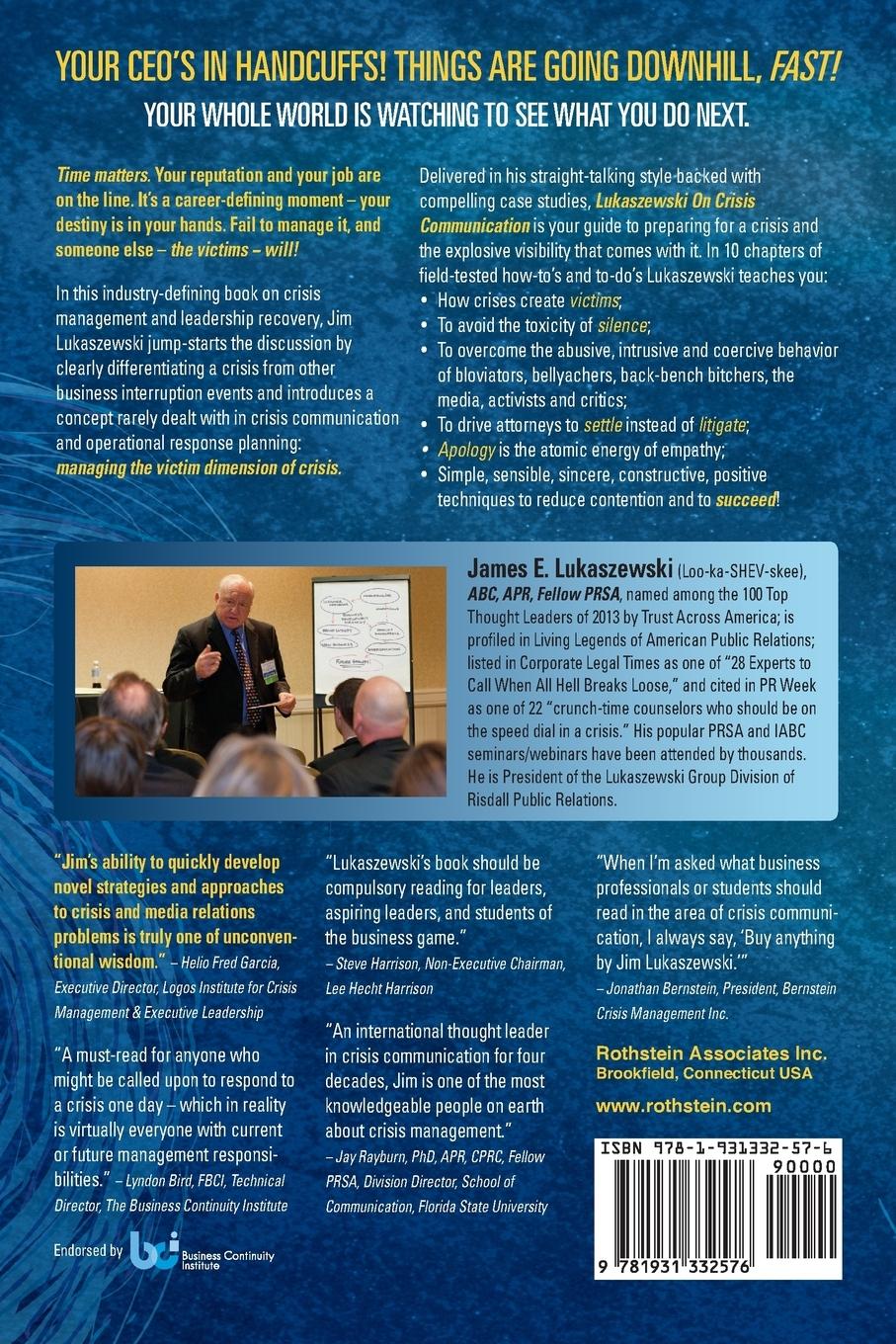 Rückseitencover Lukaszewski on Crisis Communication