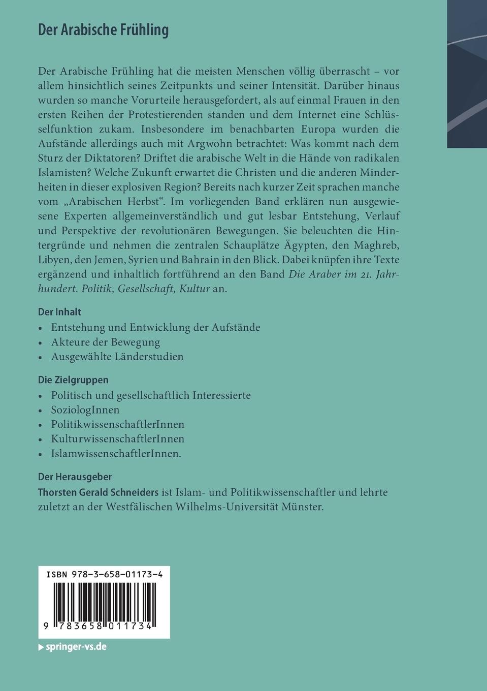 Rückseitencover Der Arabische Frühling