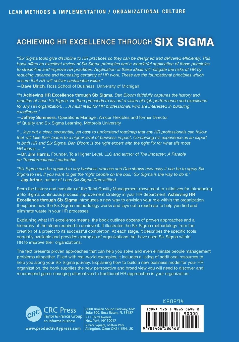 Rückseitencover Achieving HR Excellence through Six Sigma