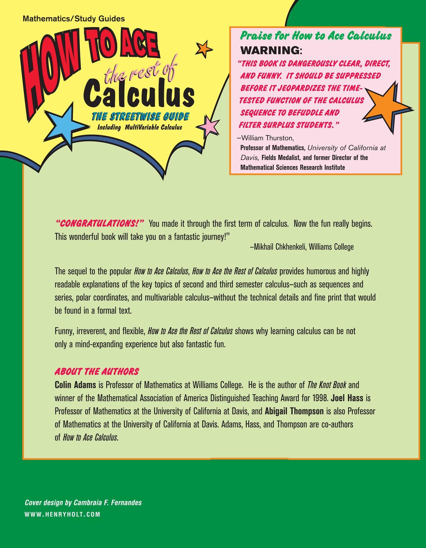 Rückseitencover How to Ace the Rest of Calculus