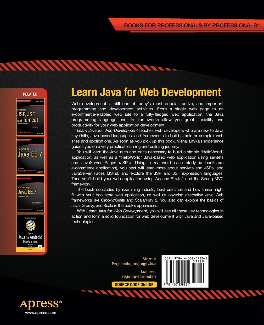 Rückseitencover Learn Java for Web Development