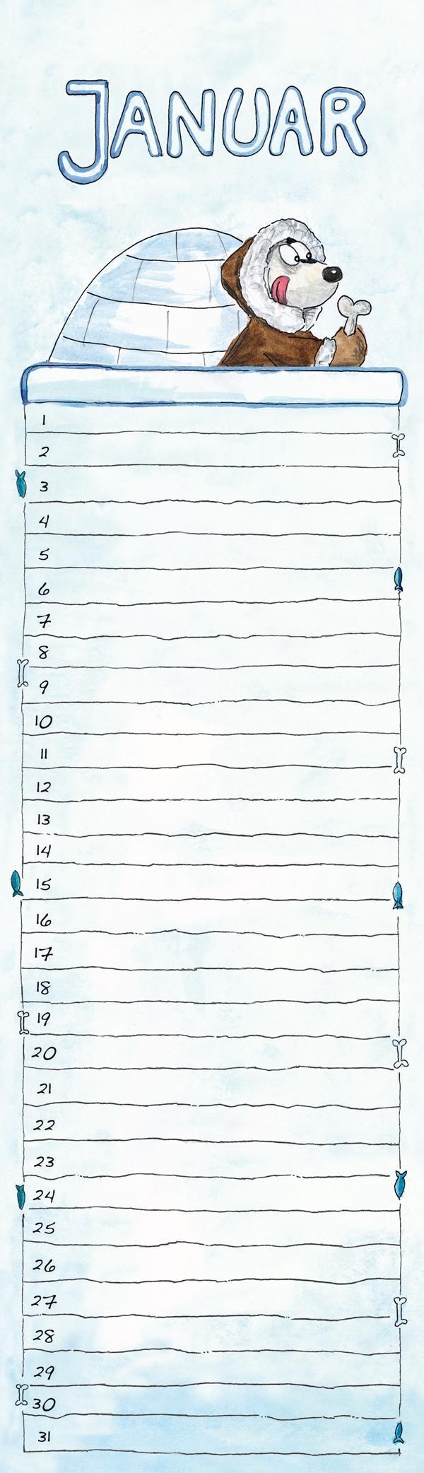 Beispielinhalt (Bild) Geburtstagskalender Mini Cartoon immerwährend