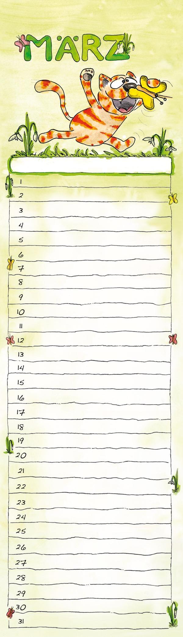 Beispielinhalt (Bild) Geburtstagskalender Mini Cartoon immerwährend