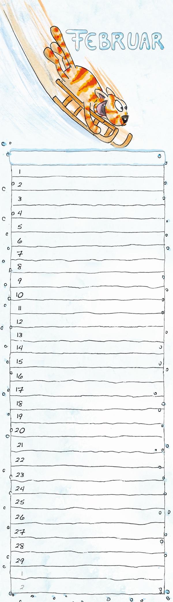 Beispielinhalt (Bild) Geburtstagskalender Mini Cartoon immerwährend