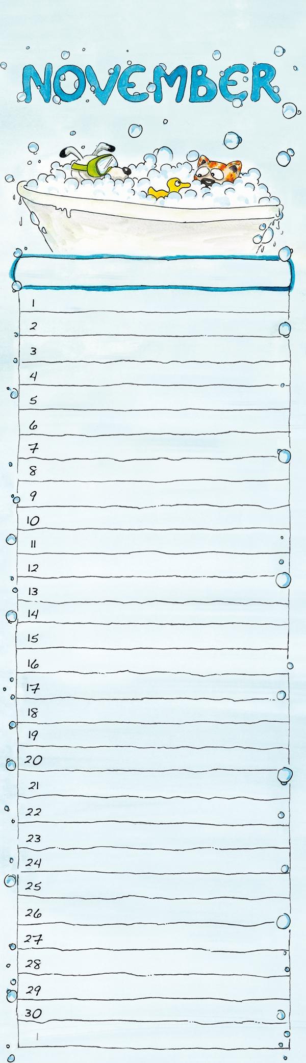 Beispielinhalt (Bild) Geburtstagskalender Mini Cartoon immerwährend