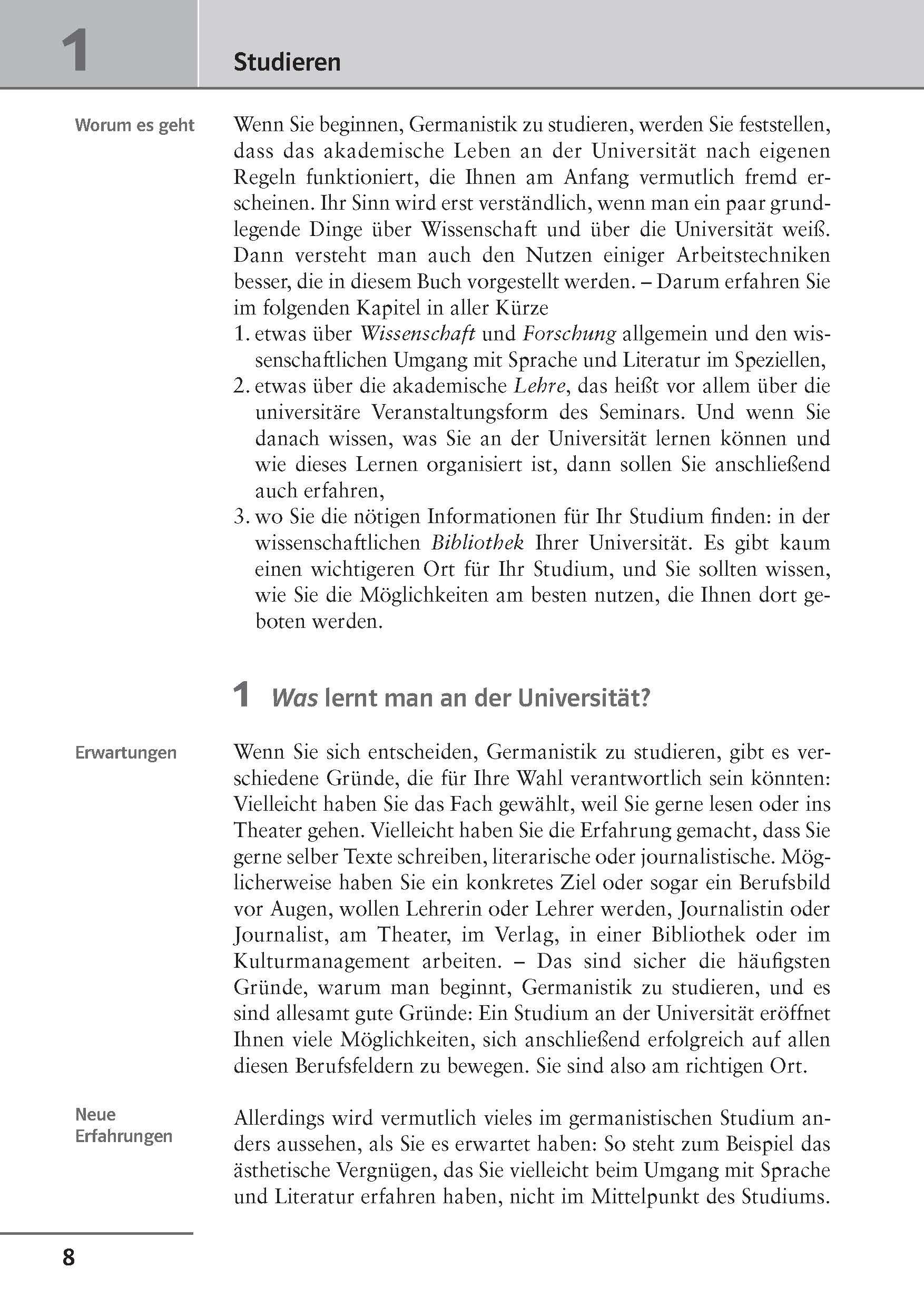 Beispielinhalt (Bild) Arbeitstechniken Germanistik