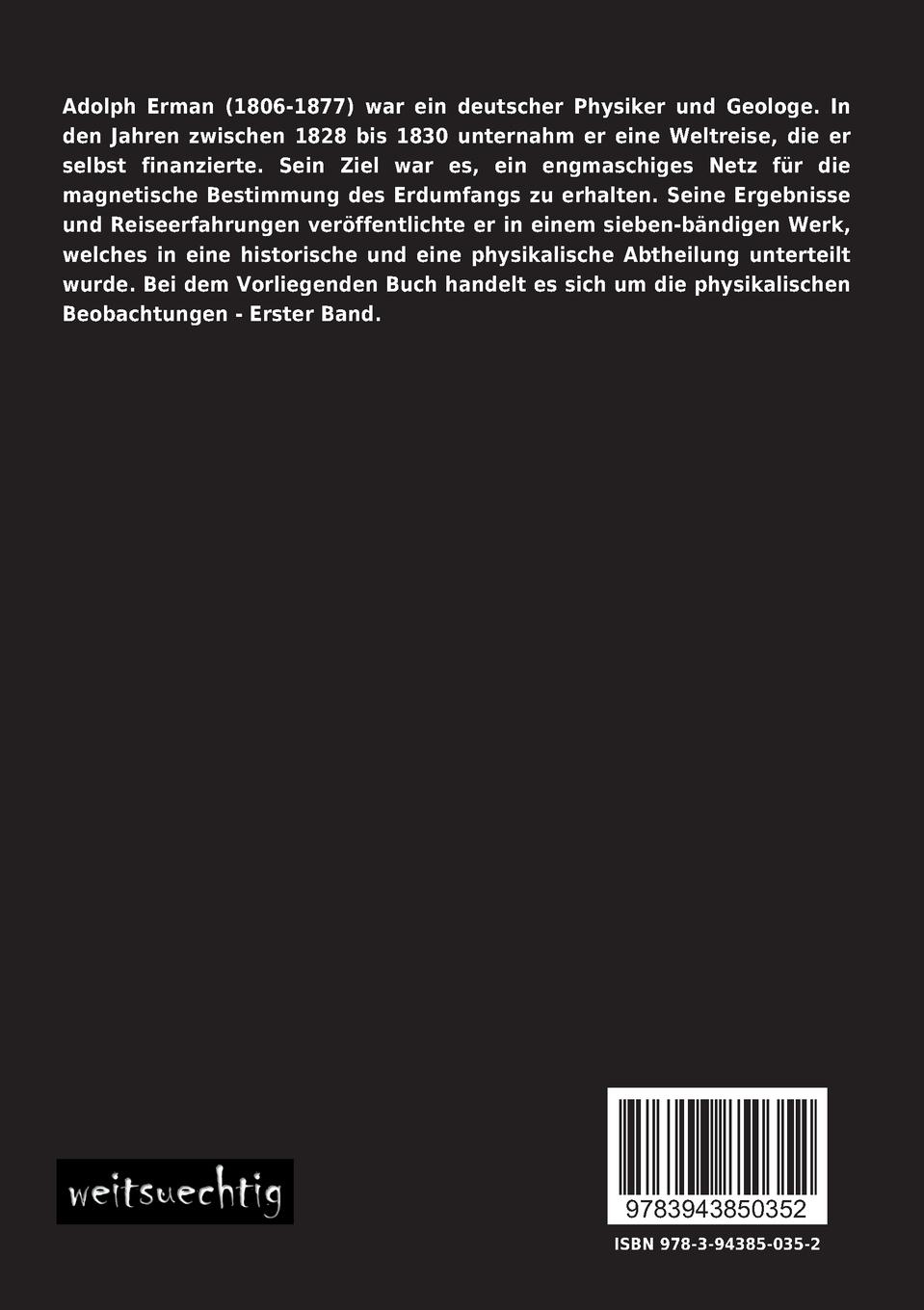 Rückseitencover Reise um die Erde durch Nord-Asien und die beiden Oceane in den Jahre 1828, 1829 und 1830