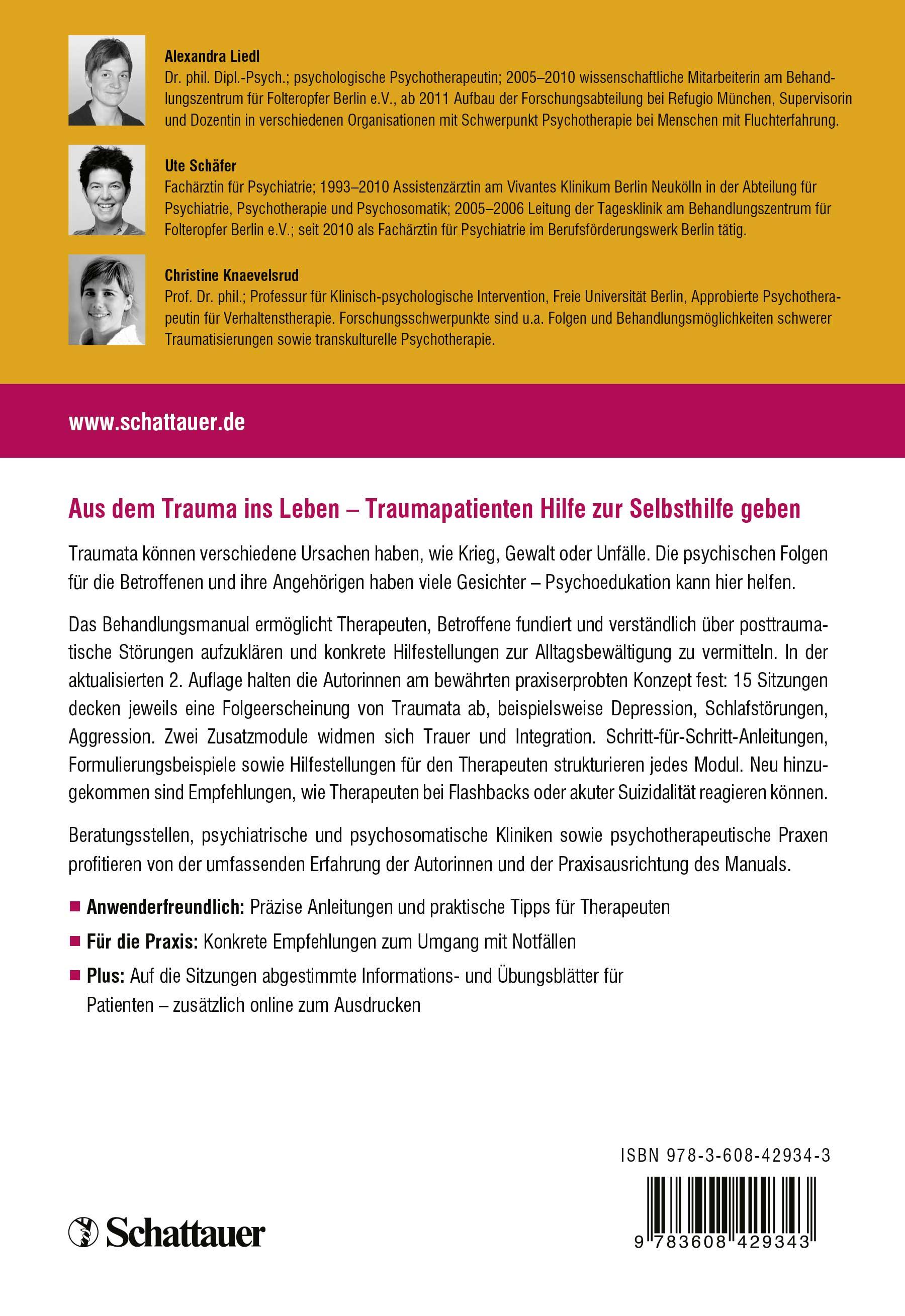 Rückseitencover Psychoedukation bei posttraumatischen Störungen