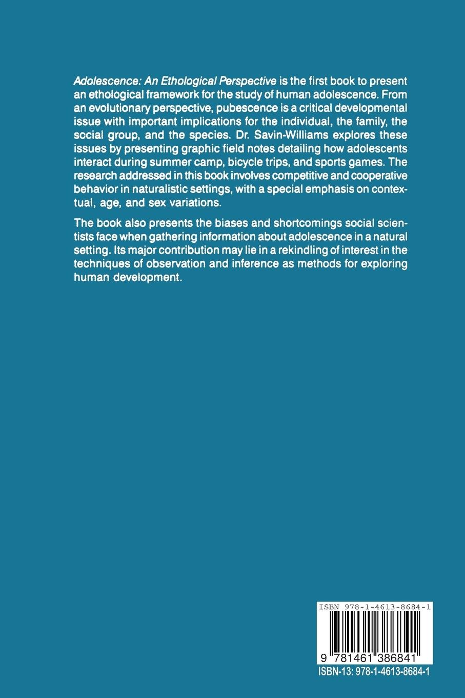 Rückseitencover Adolescence: An Ethological Perspective