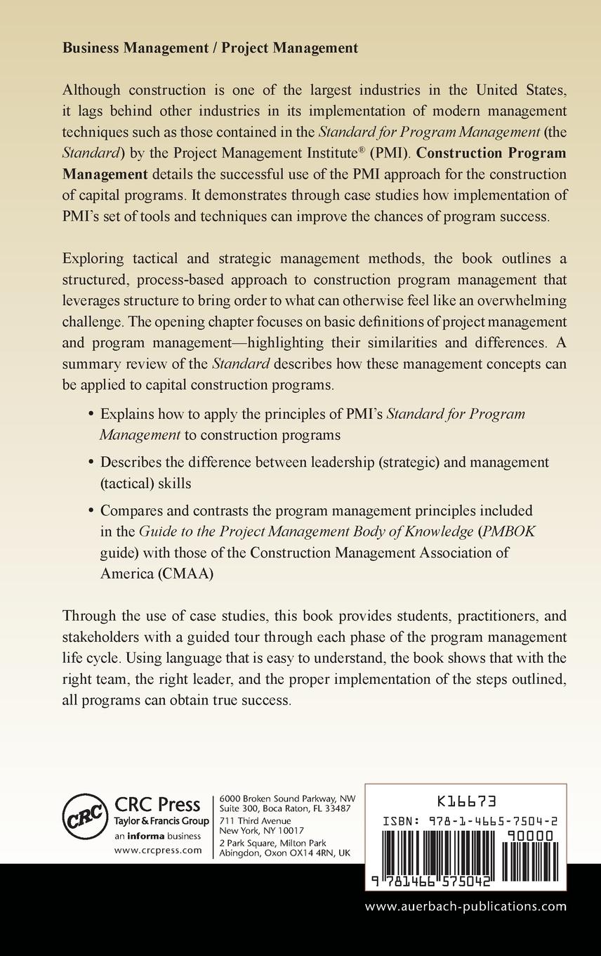 Rückseitencover Construction Program Management