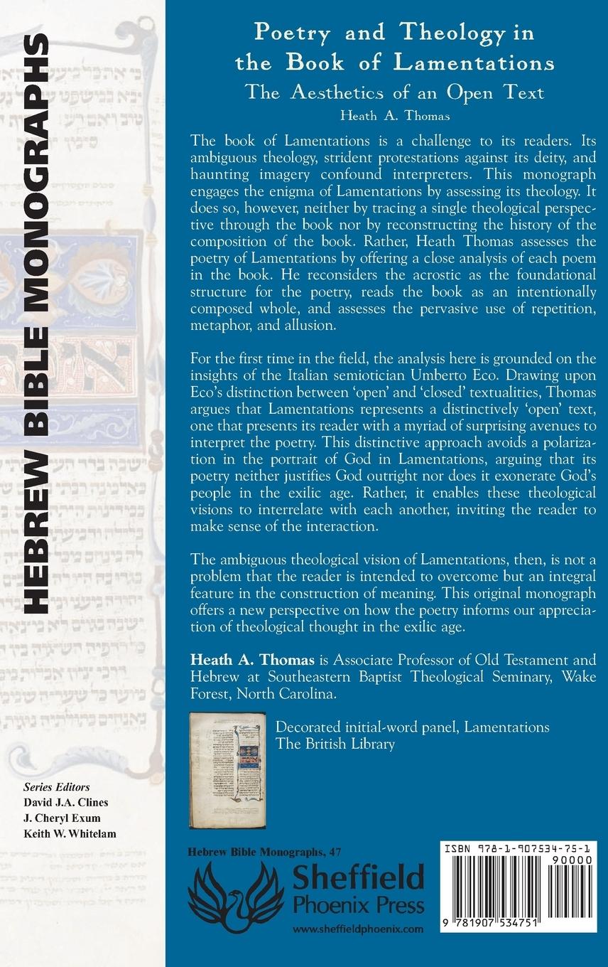 Rückseitencover Poetry and Theology in the Book of Lamentations