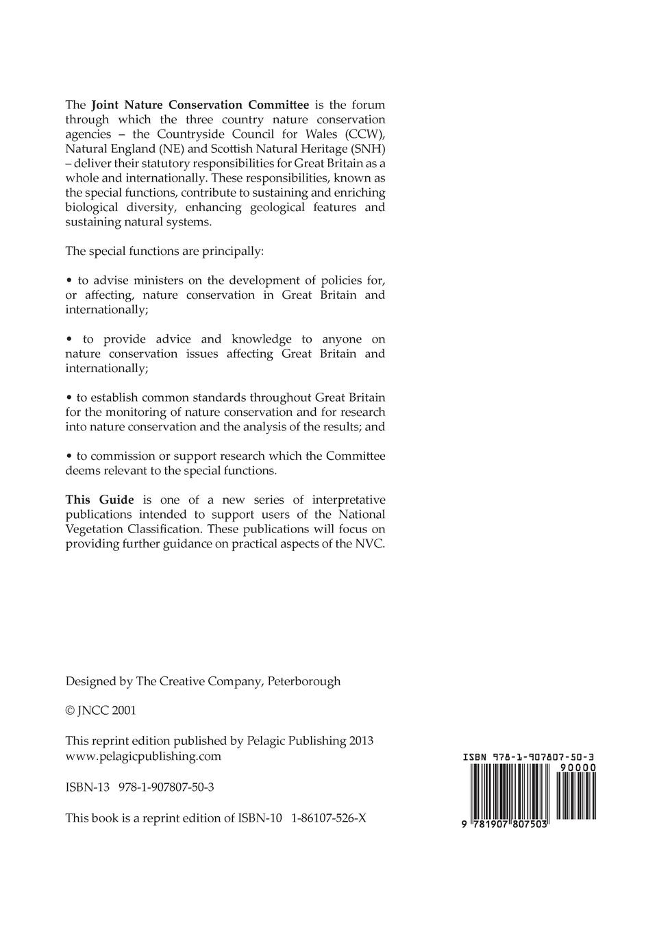 Rückseitencover National Vegetation Classification - Field guide to mires and heaths