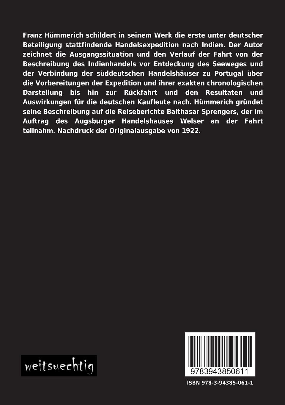 Rückseitencover Die erste deutsche Handelsfahrt nach Indien 1505/06