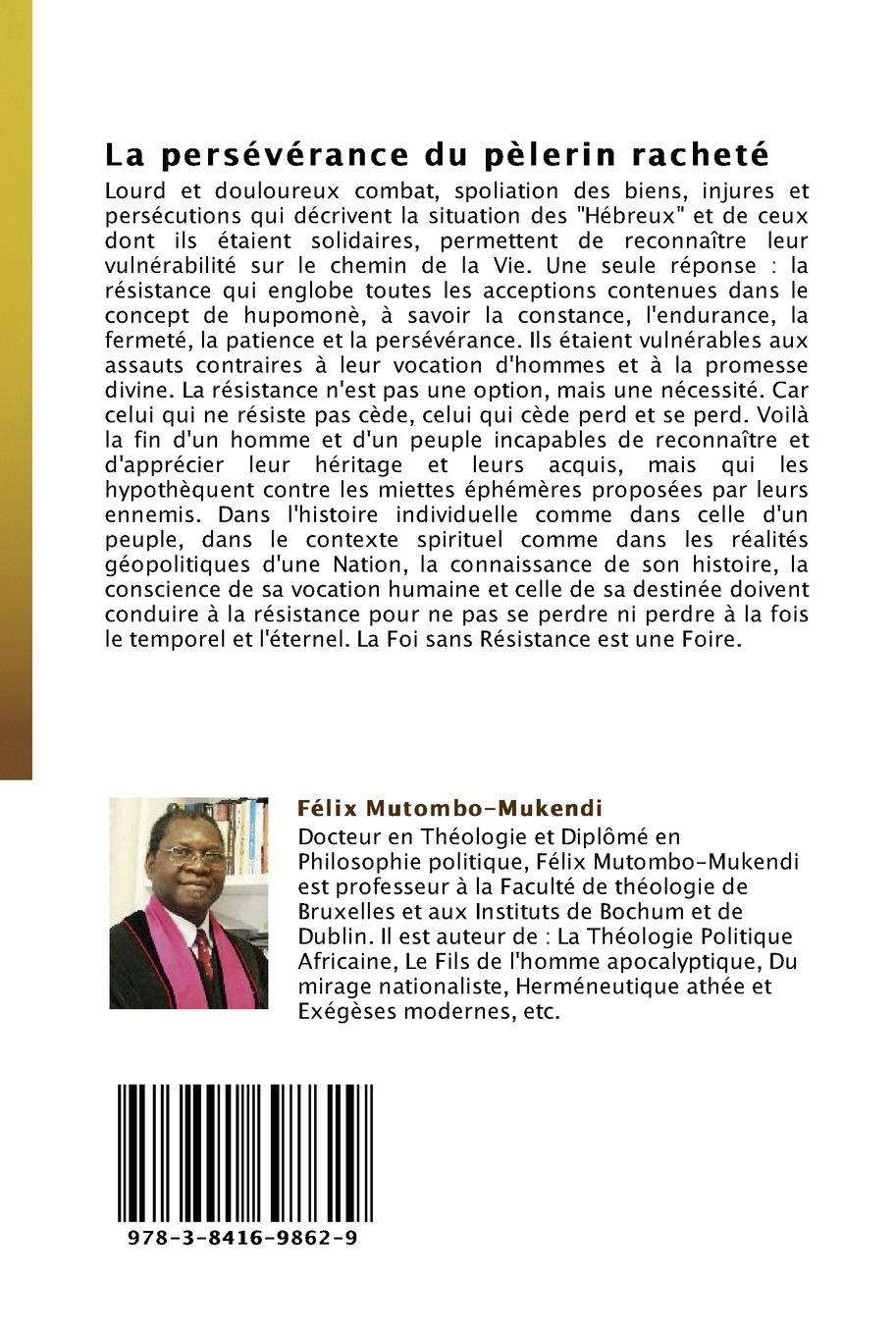 Rückseitencover La persévérance du pèlerin racheté