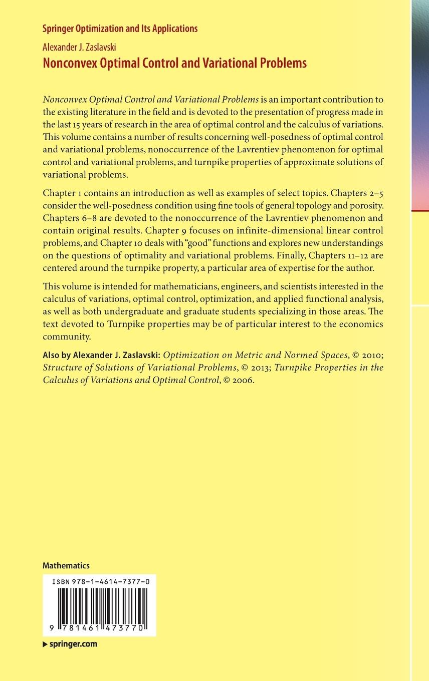 Rückseitencover Nonconvex Optimal Control and Variational Problems