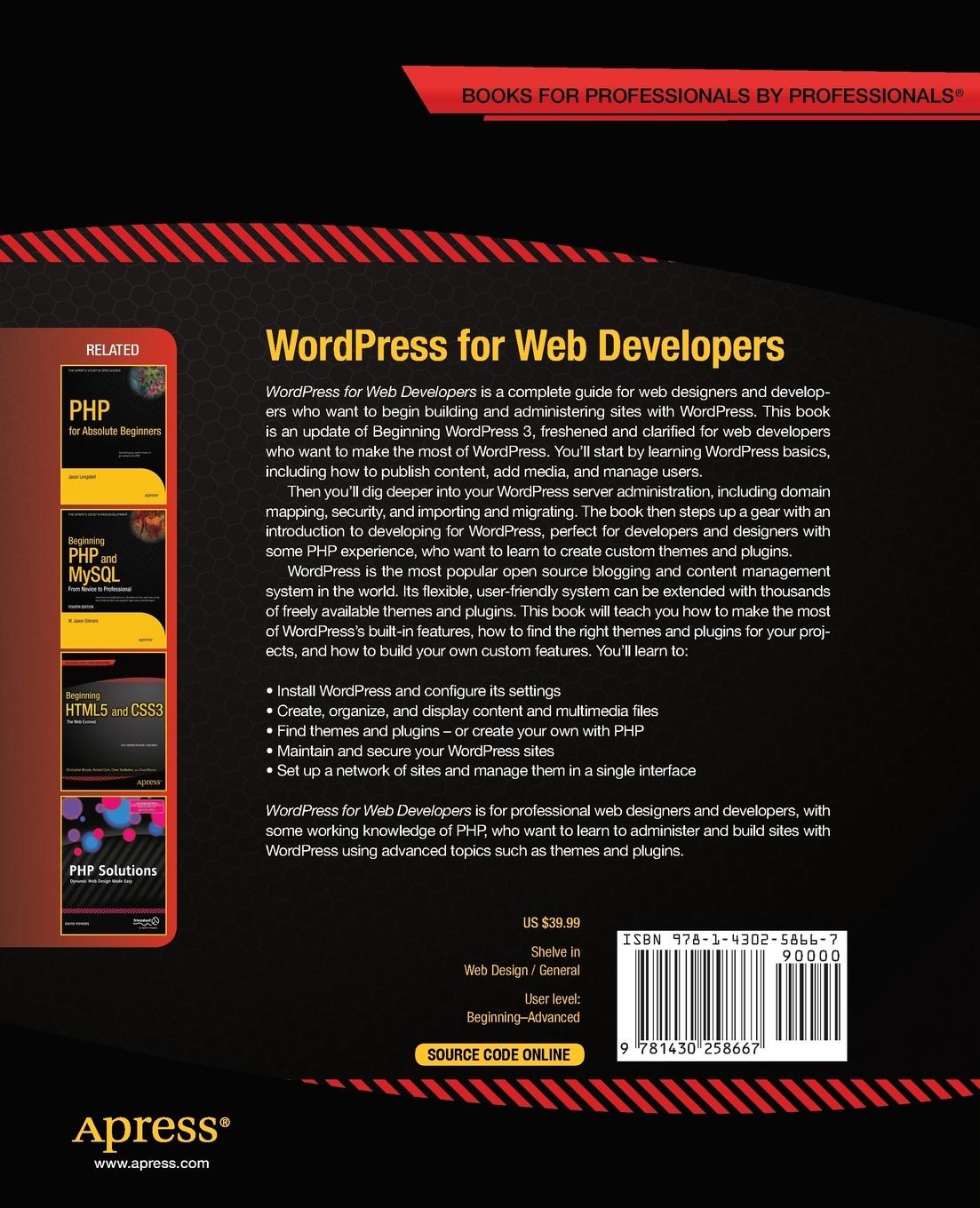 Rückseitencover Wordpress for Web Developers