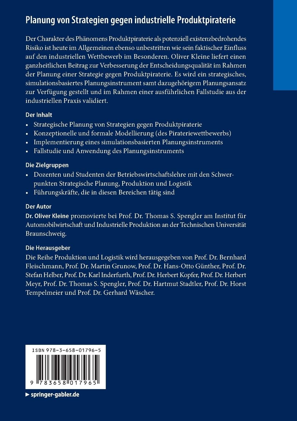 Rückseitencover Planung von Strategien gegen industrielle Produktpiraterie