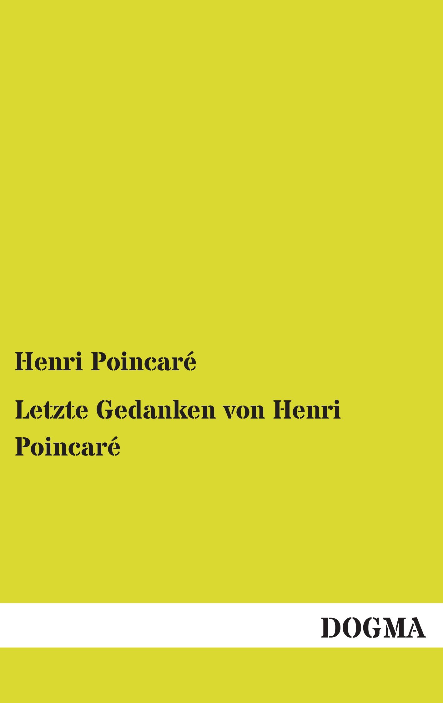 Vorderes Coverbild Letzte Gedanken von Henri Poincaré
