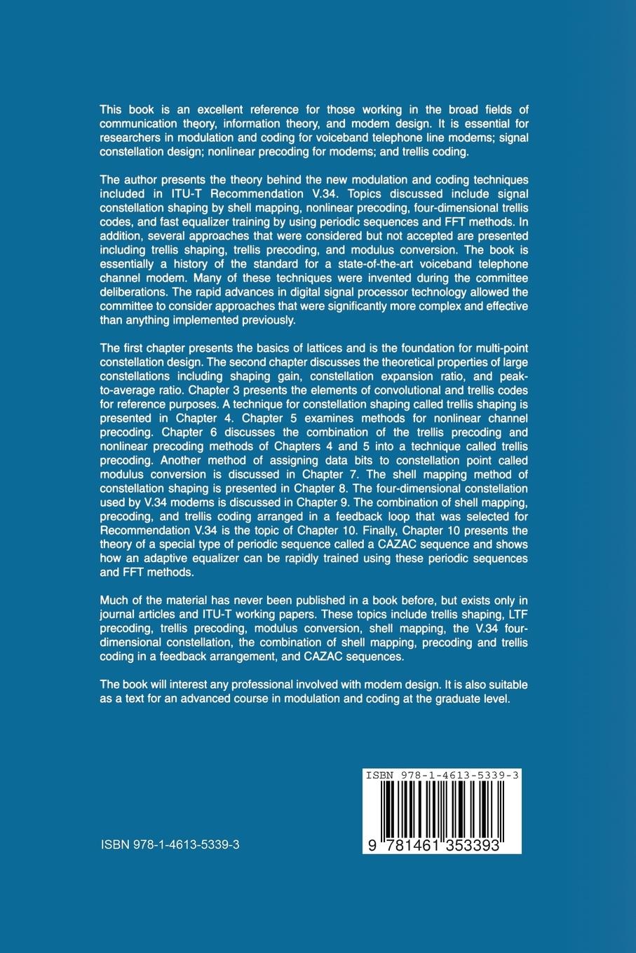 Rückseitencover Constellation Shaping, Nonlinear Precoding, and Trellis Coding for Voiceband Telephone Channel Modems
