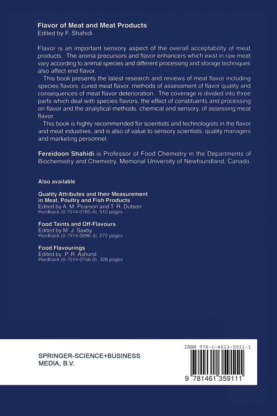 Rückseitencover Flavor of Meat and Meat Products