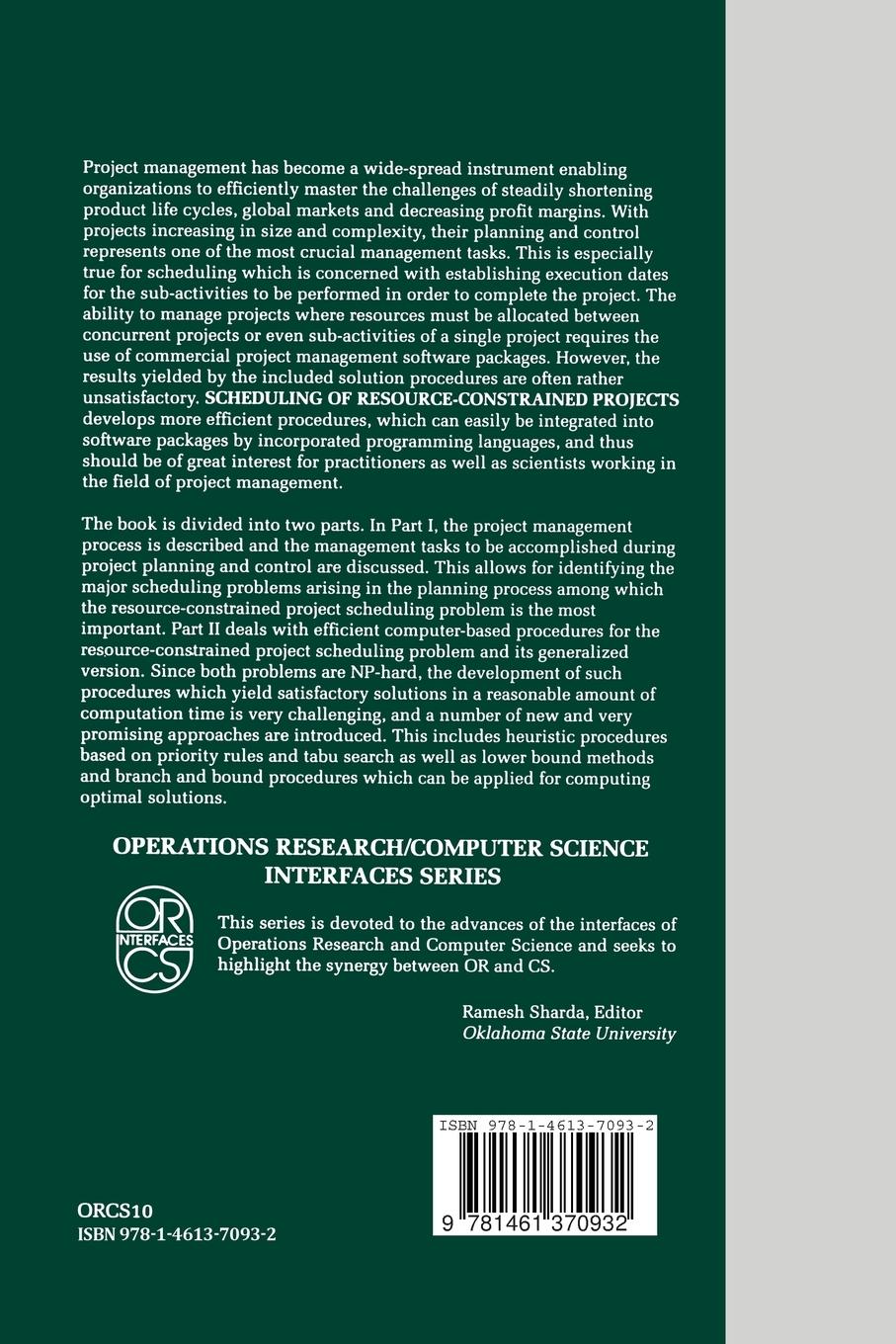 Rückseitencover Scheduling of Resource-Constrained Projects