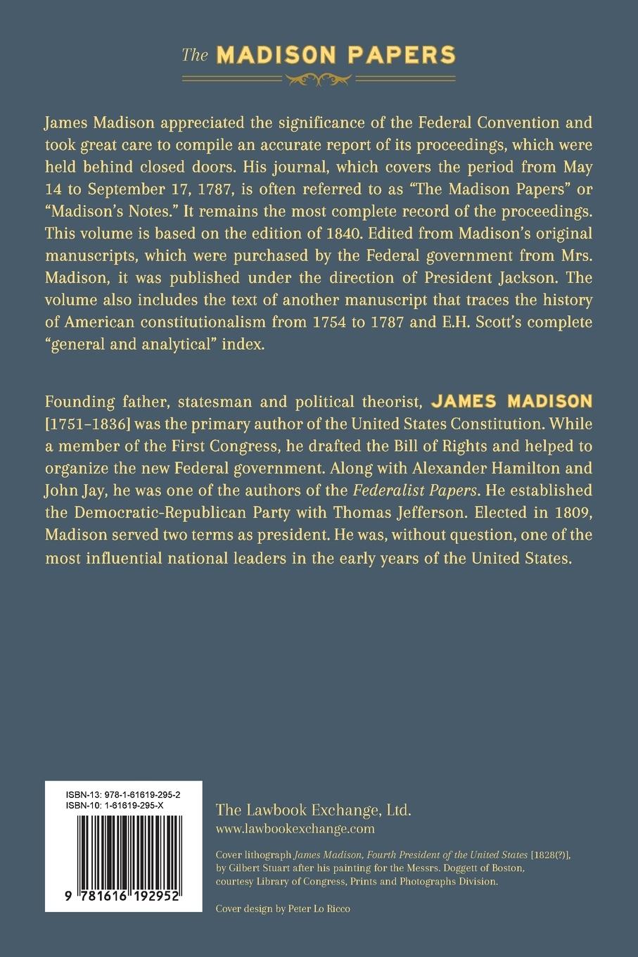 Rückseitencover Journal of the Federal Convention Kept by James Madison