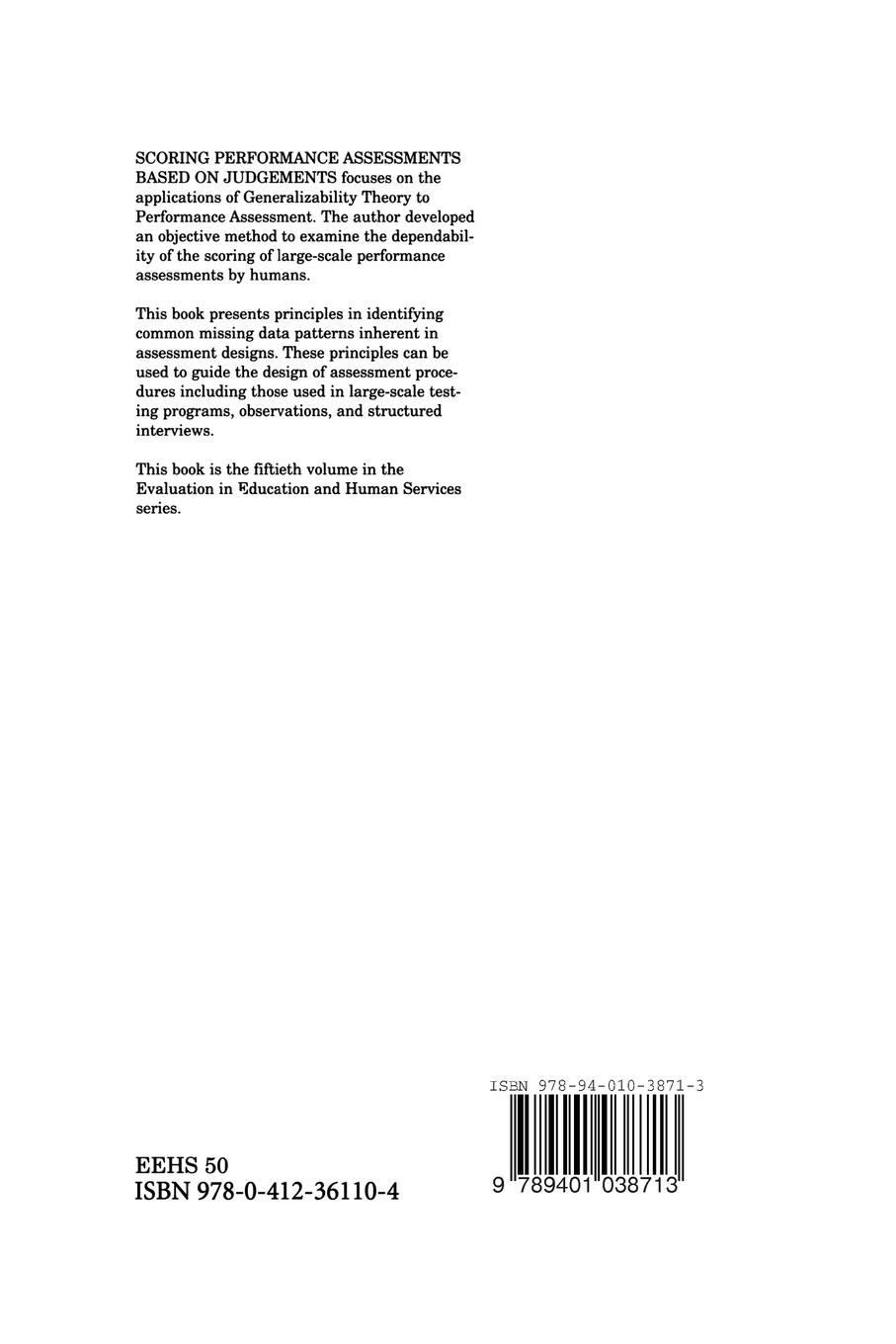 Rückseitencover Scoring Performance Assessments Based on Judgements