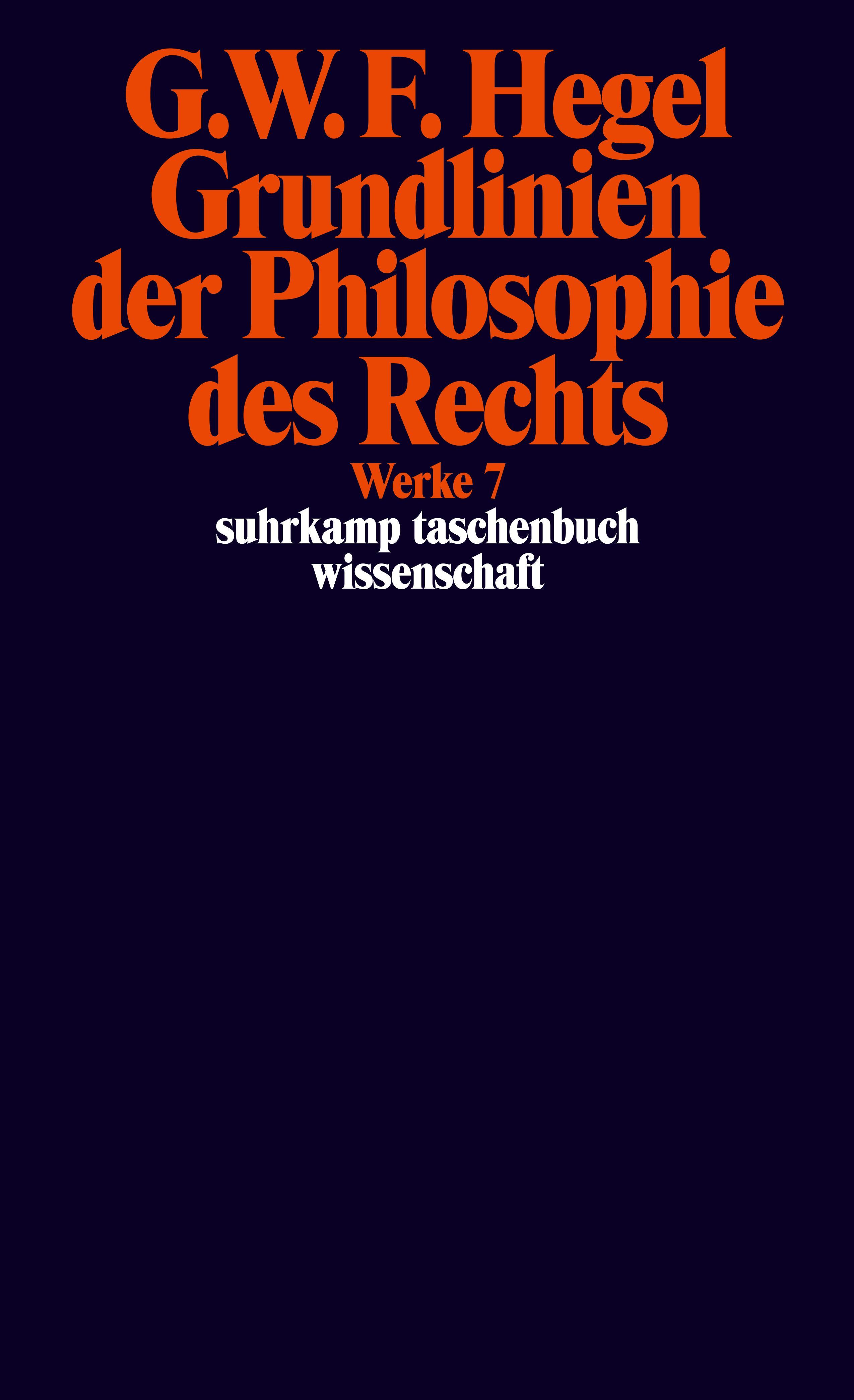 Vorderes Coverbild Grundlinien der Philosophie des Rechts oder Naturrecht und Staatswissenschaft im Grundrisse