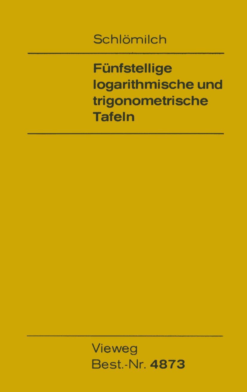 Vorderes Coverbild Fünfstellige logarithmische und trigonometrische Tafeln