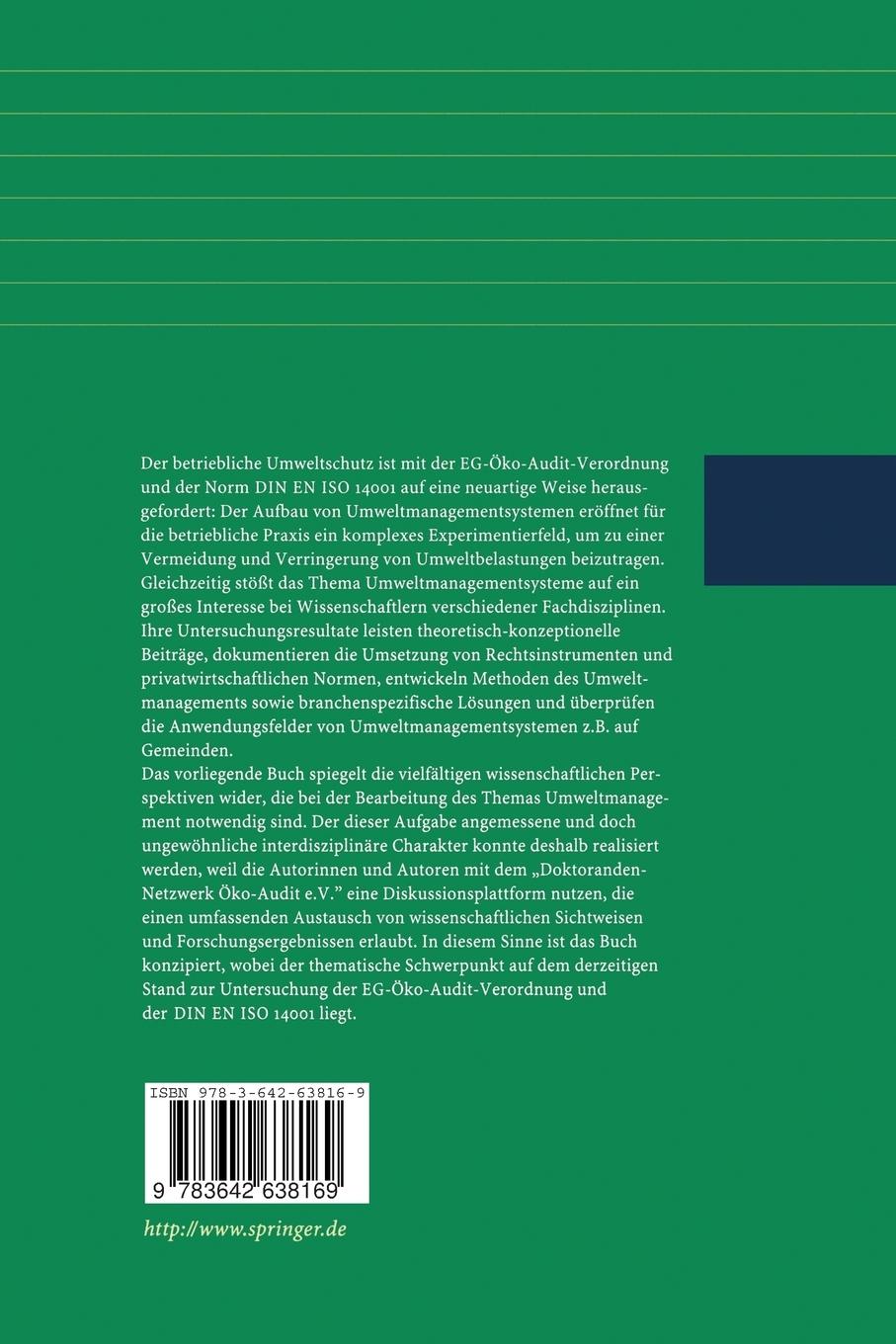 Rückseitencover Umweltmanagementsysteme zwischen Anspruch und Wirklichkeit