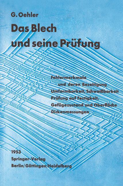 Vorderes Coverbild Das Blech und seine Prüfung
