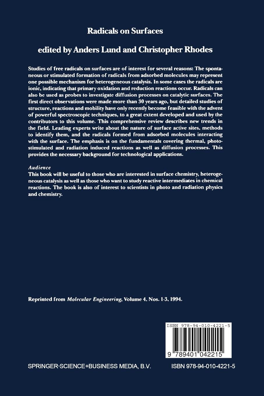 Rückseitencover Radicals on Surfaces