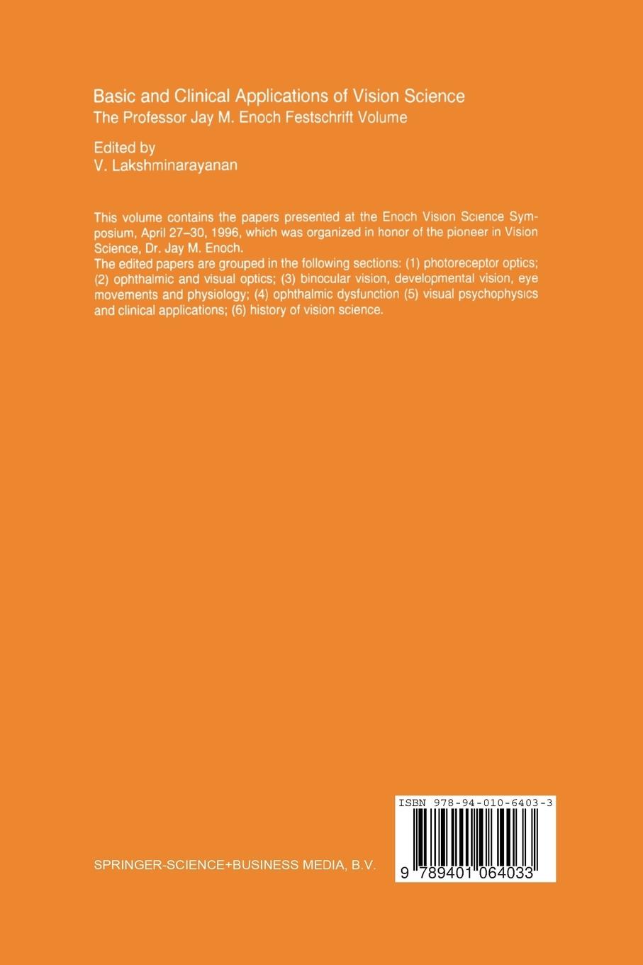 Rückseitencover Basic and Clinical Applications of Vision Science