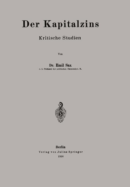 Vorderes Coverbild Der Kapitalzins