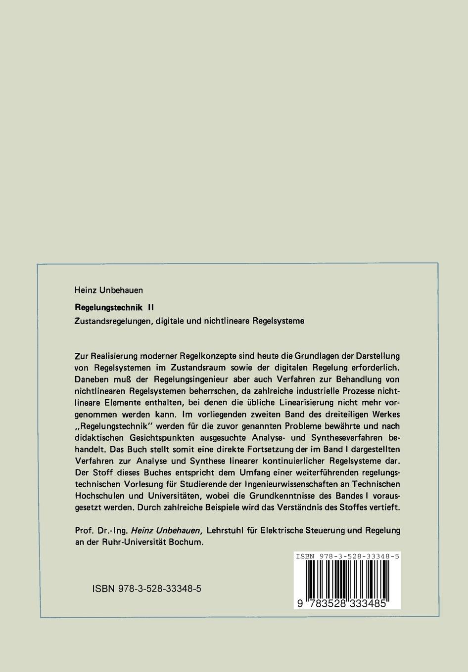 Rückseitencover Regelungstechnik II