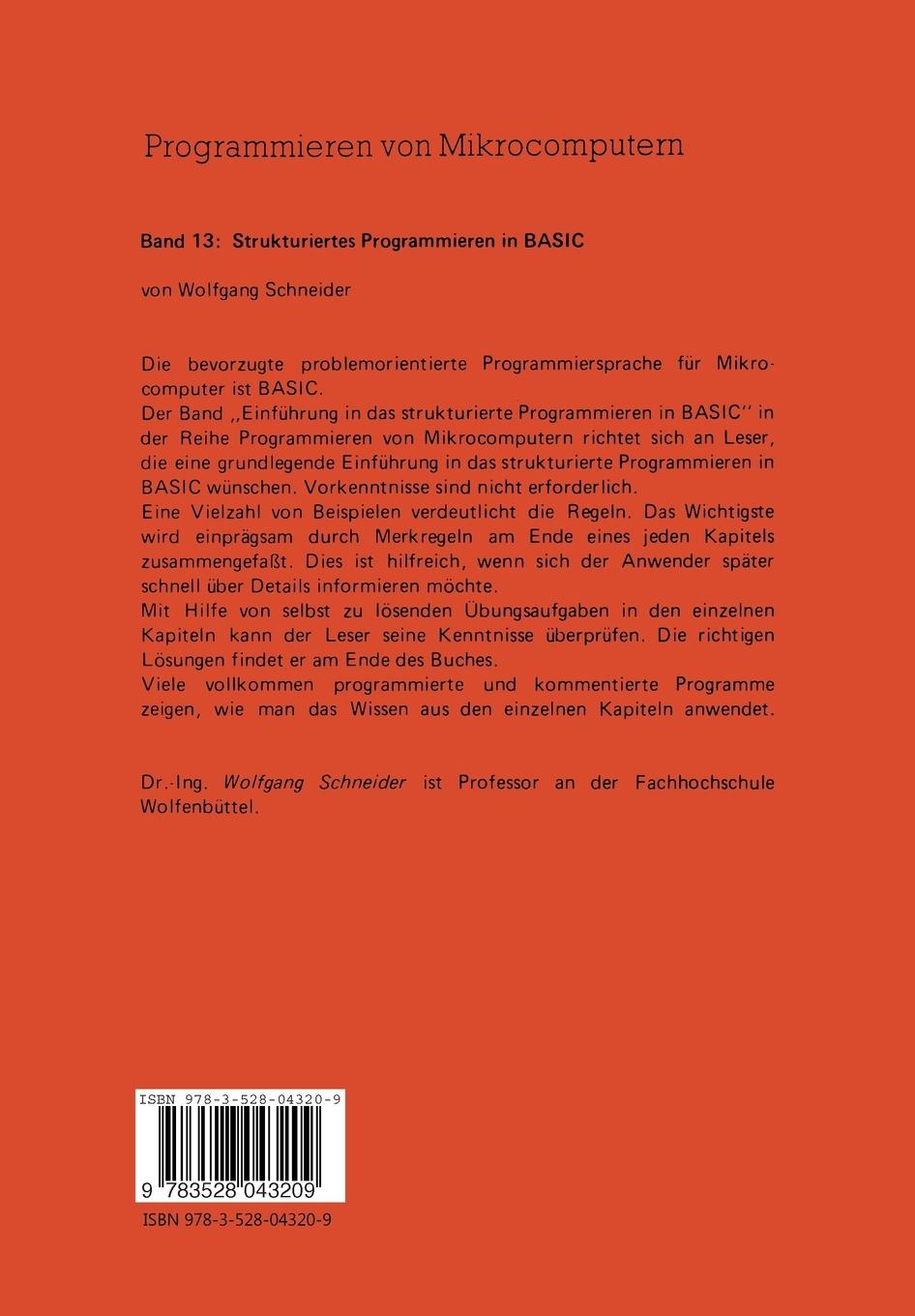 Rückseitencover Strukturiertes Programmieren in BASIC