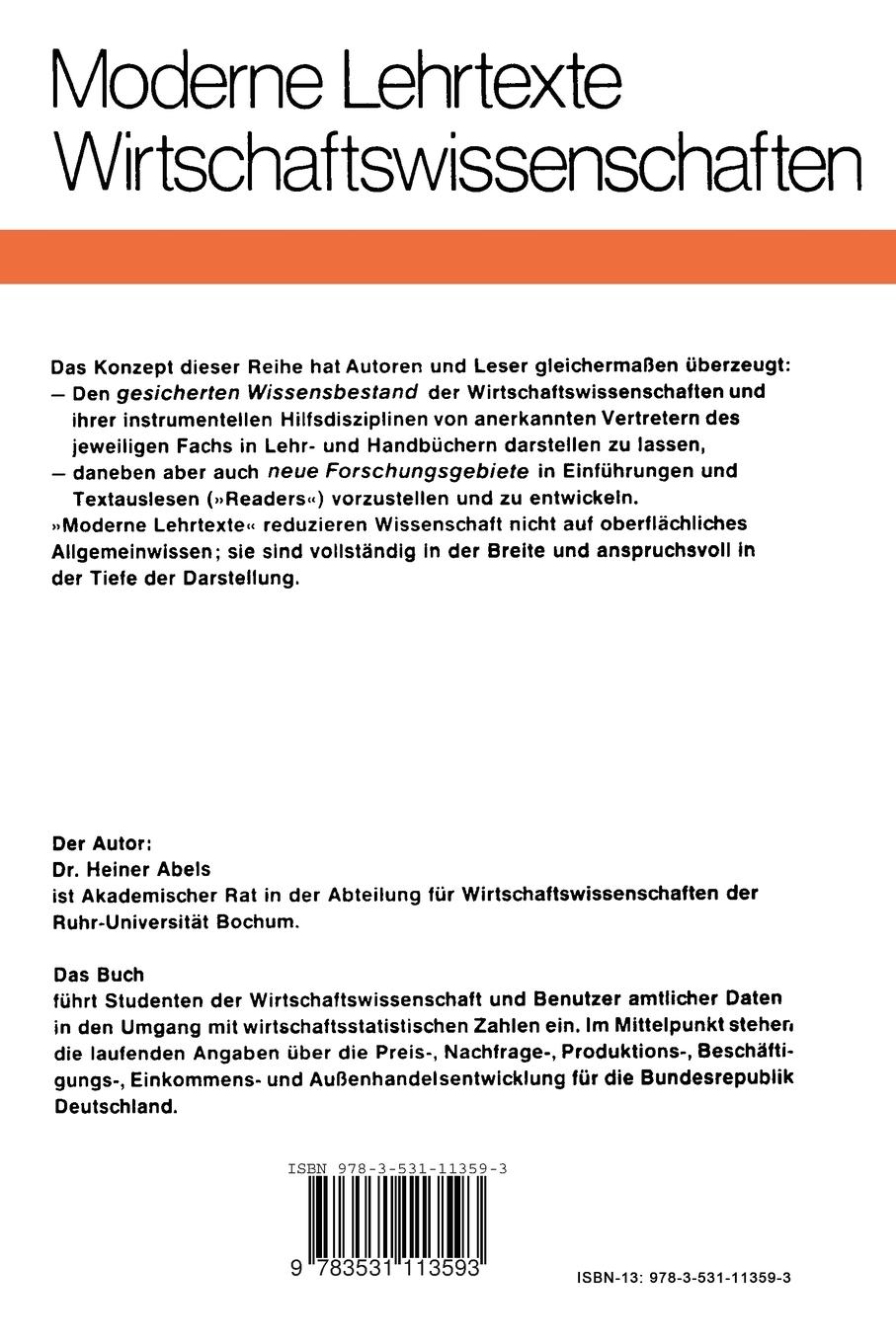 Rückseitencover Wirtschaftsstatistik