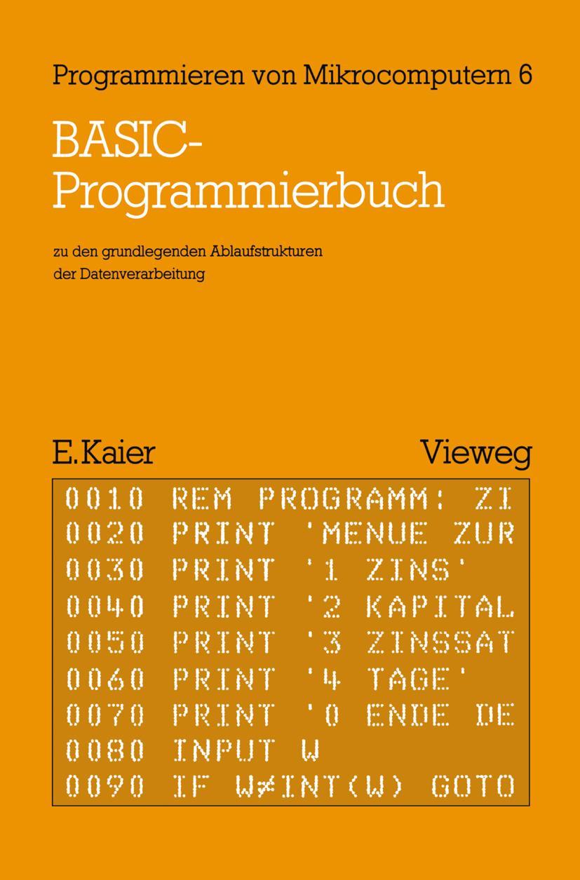 Vorderes Coverbild BASIC-Programmierbuch