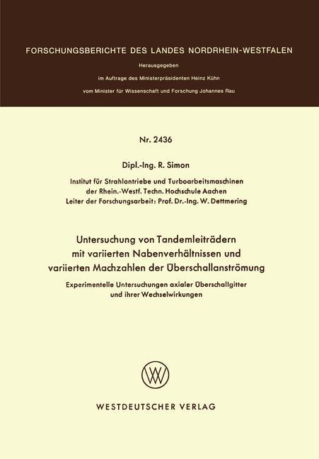 Vorderes Coverbild Experimentelle Untersuchungen axialer Überschallgitter und ihrer Wechselwirkungen