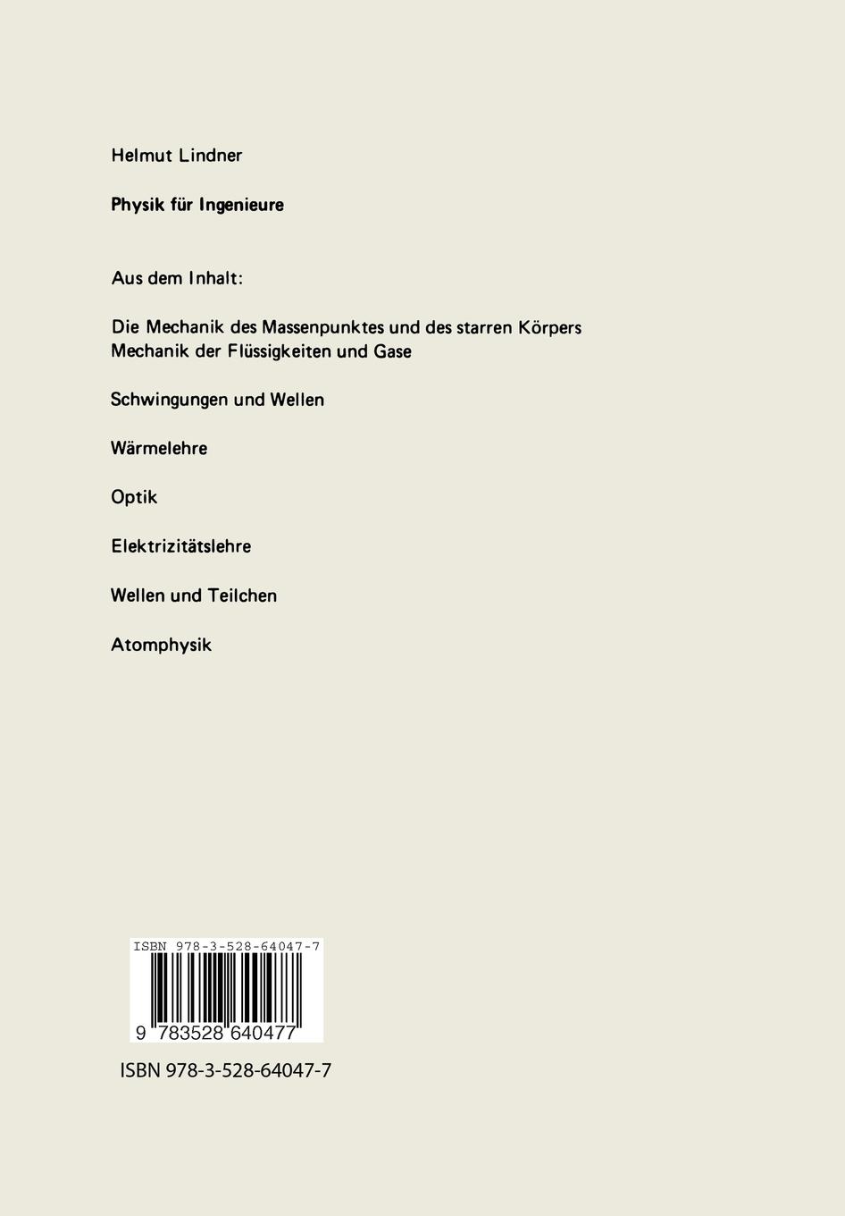 Rückseitencover Physik für Ingenieure