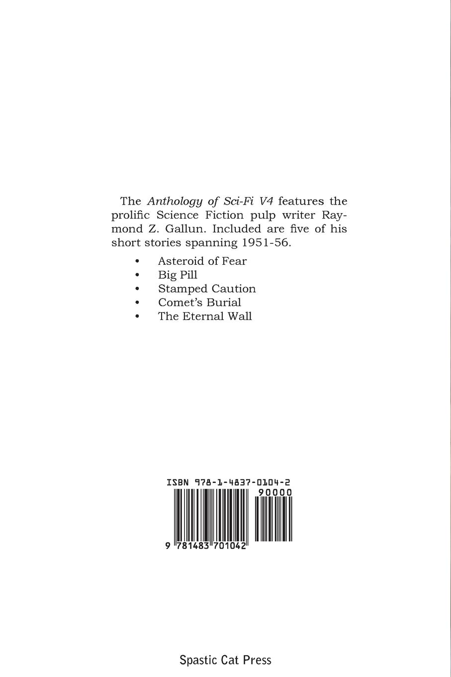 Rückseitencover Anthology of Sci-Fi V4, the Pulp Writers - Raymond Z. Gallun