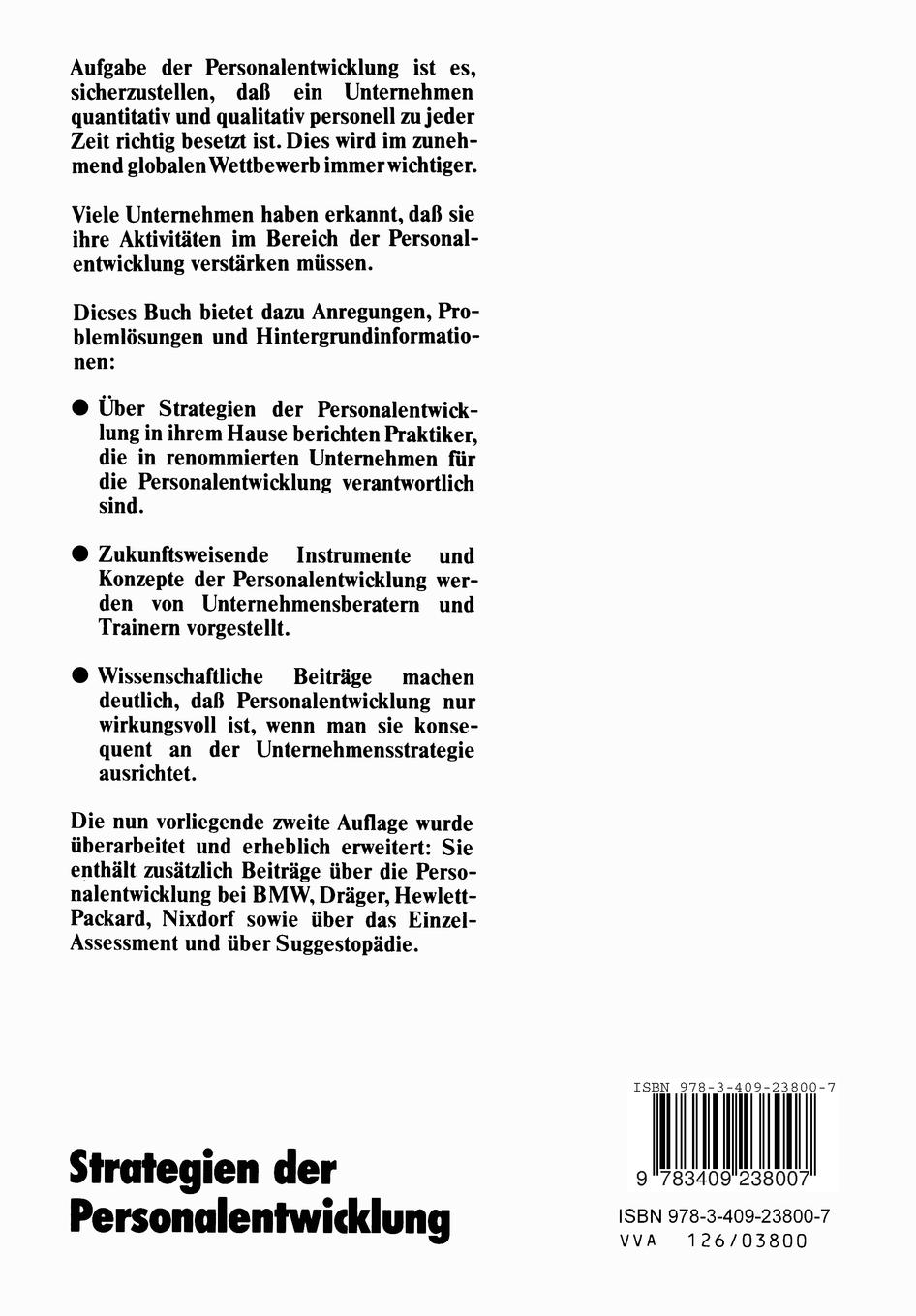 Rückseitencover Strategien der Personalentwicklung