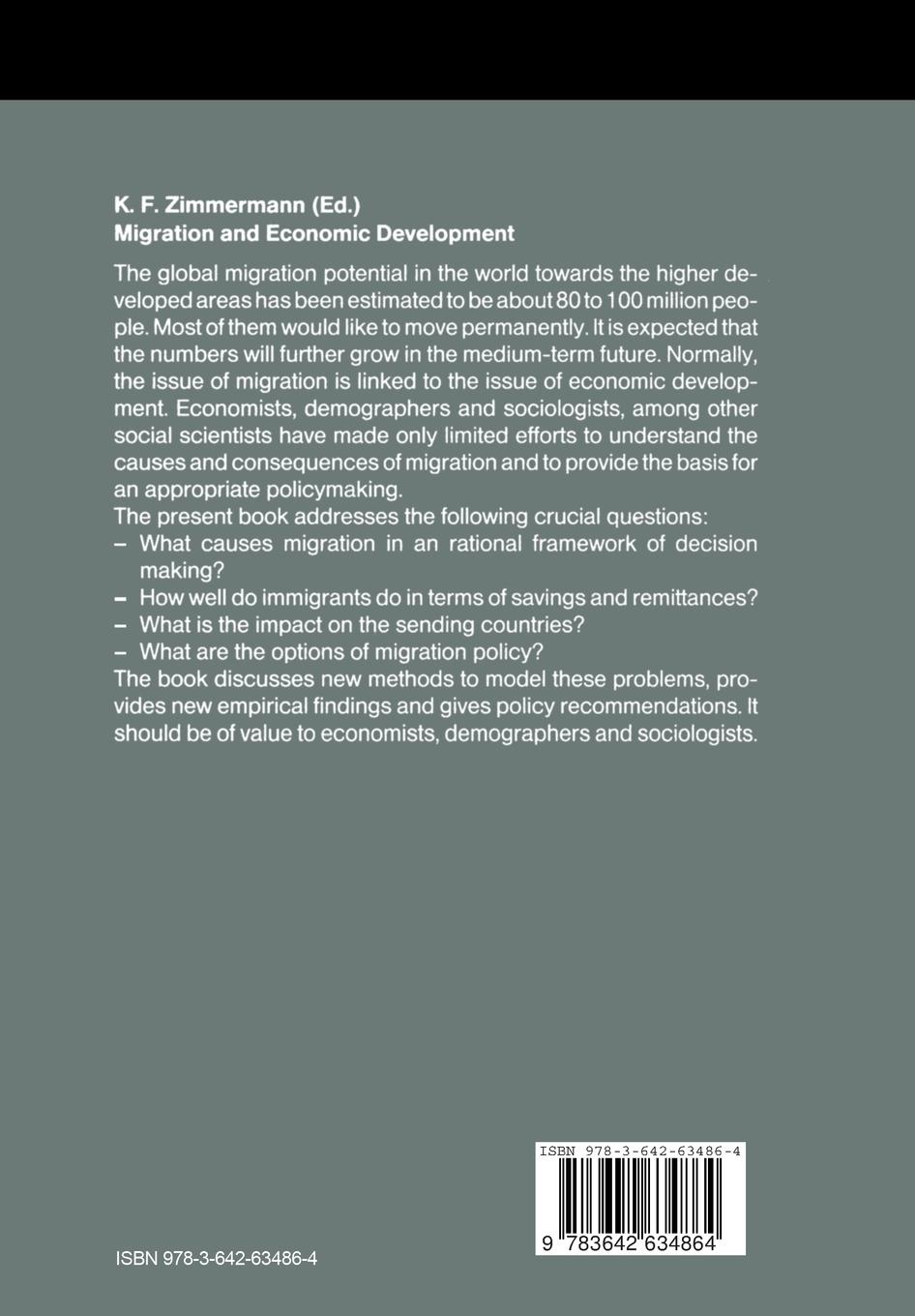 Rückseitencover Migration and Economic Development