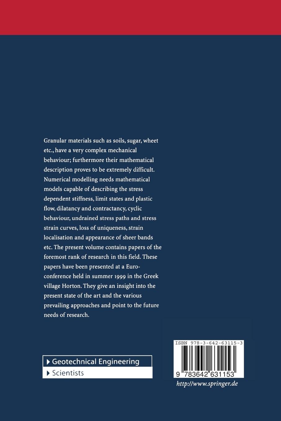 Rückseitencover Constitutive Modelling of Granular Materials